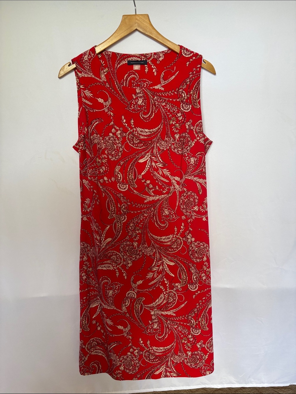 Tommy Hilfiger Red Paisley-Print Sleeveless Midi Dress
